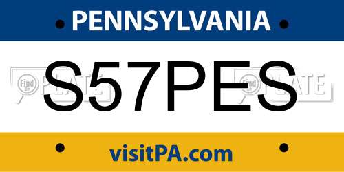 S57PES Pennsylvania License Plate