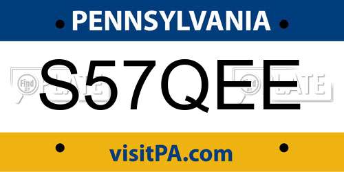S57QEE Pennsylvania License Plate