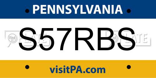 S57RBS Pennsylvania License Plate