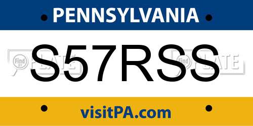 S57RSS Pennsylvania License Plate