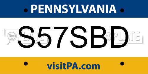 S57SBD Pennsylvania License Plate