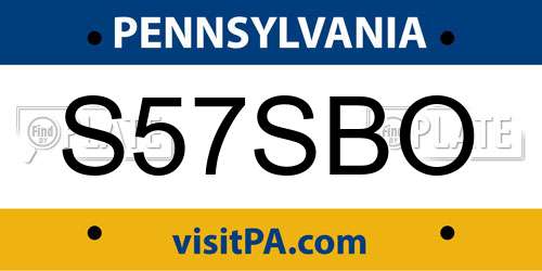 S57SBO Pennsylvania License Plate
