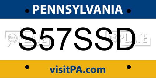 S57SSD Pennsylvania License Plate