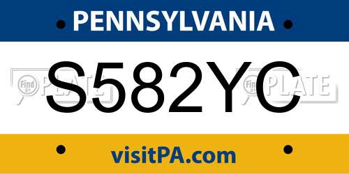 S582YC Pennsylvania License Plate