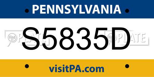S5835D Pennsylvania License Plate