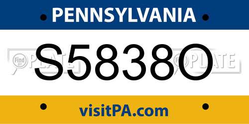 S5838O Pennsylvania License Plate