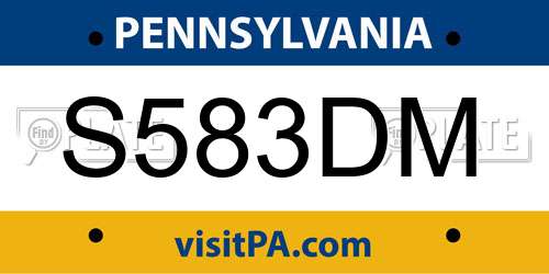 S583DM Pennsylvania License Plate