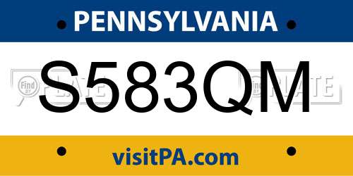 S583QM Pennsylvania License Plate
