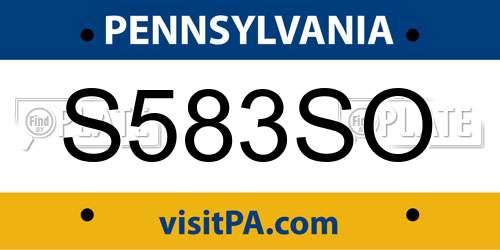 S583SO Pennsylvania License Plate