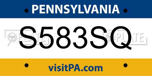 S583SQ Pennsylvania License Plate