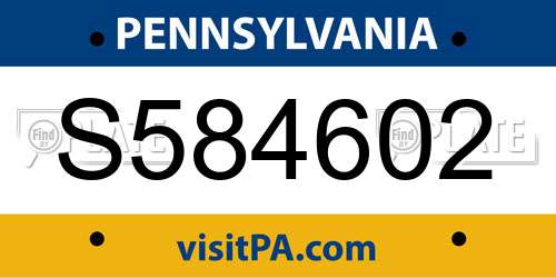 S584602 Pennsylvania License Plate