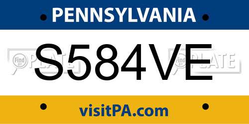 S584VE Pennsylvania License Plate