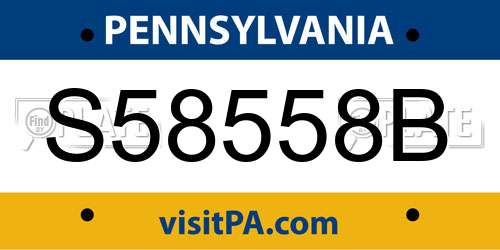 S58558B Pennsylvania License Plate