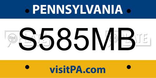 S585MB Pennsylvania License Plate