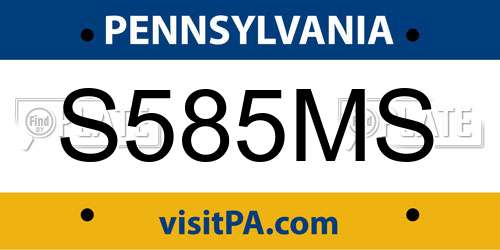S585MS Pennsylvania License Plate