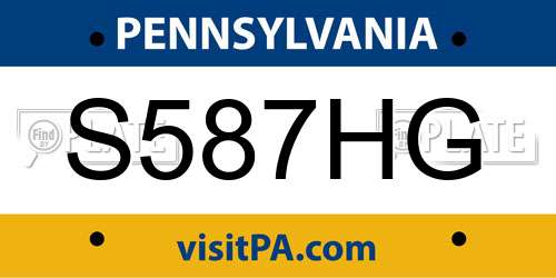 S587HG Pennsylvania License Plate