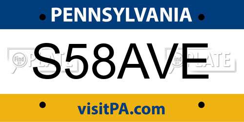 S58AVE Pennsylvania License Plate