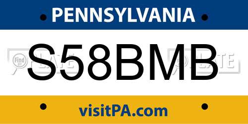 S58BMB Pennsylvania License Plate