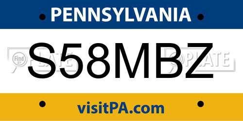S58MBZ Pennsylvania License Plate