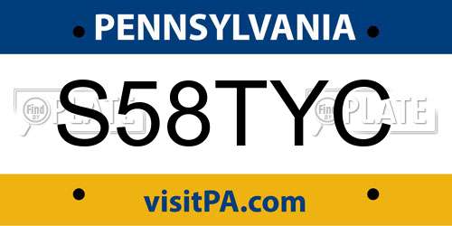 S58TYC Pennsylvania License Plate