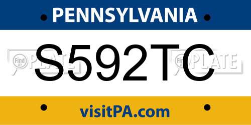 S592TC Pennsylvania License Plate