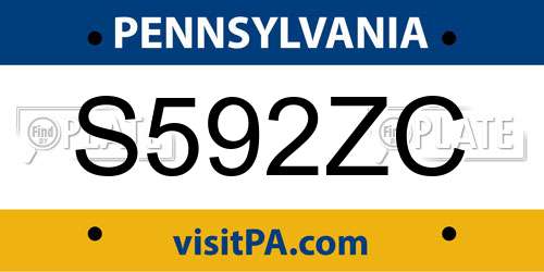 S592ZC Pennsylvania License Plate