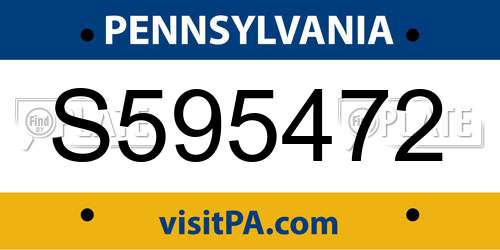 S595472 Pennsylvania License Plate