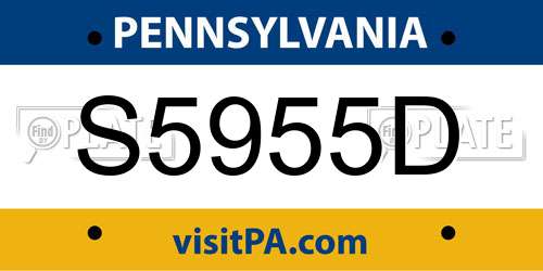 S5955D Pennsylvania License Plate