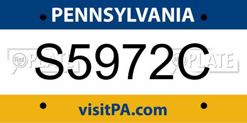 S5972C Pennsylvania License Plate