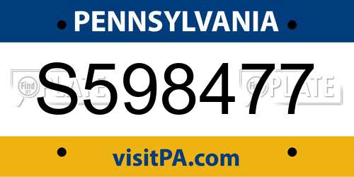 S598477 Pennsylvania License Plate