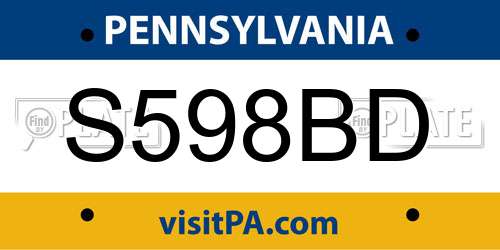 S598BD Pennsylvania License Plate