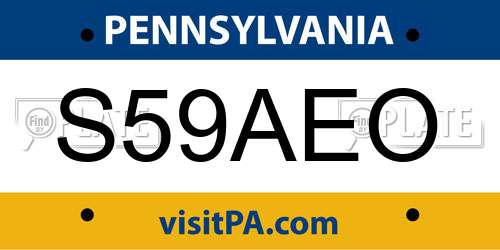 S59AEO Pennsylvania License Plate
