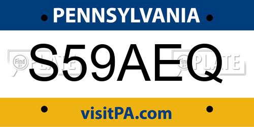 S59AEQ Pennsylvania License Plate