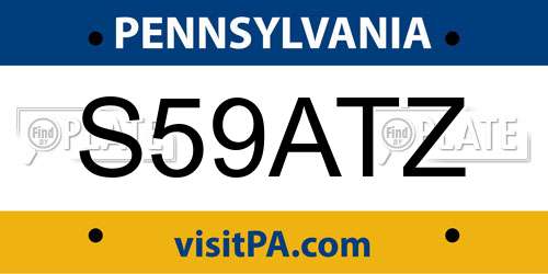 S59ATZ Pennsylvania License Plate