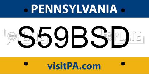 S59BSD Pennsylvania License Plate