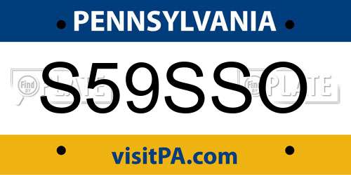 S59SSO Pennsylvania License Plate