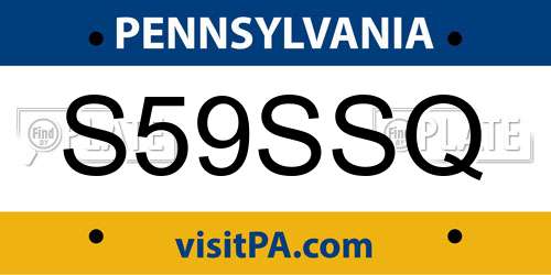 S59SSQ Pennsylvania License Plate
