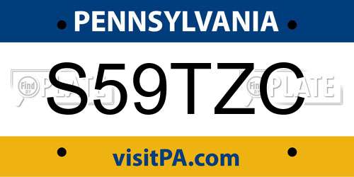S59TZC Pennsylvania License Plate