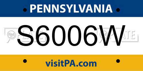 S6006W Pennsylvania License Plate
