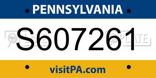 S607261 Pennsylvania License Plate