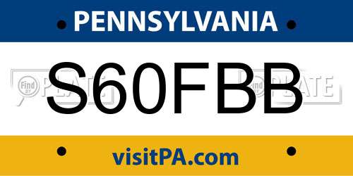 S60FBB Pennsylvania License Plate