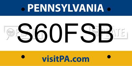 S60FSB Pennsylvania License Plate