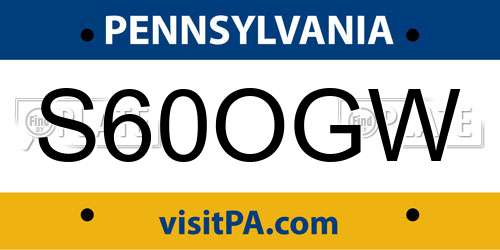 S60OGW Pennsylvania License Plate