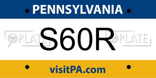 S60R Pennsylvania License Plate