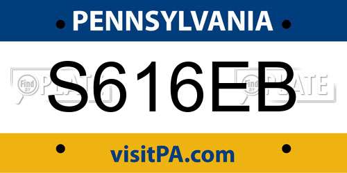 S616EB Pennsylvania License Plate