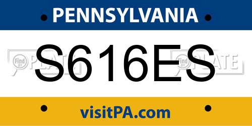 S616ES Pennsylvania License Plate