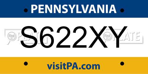S622XY Pennsylvania License Plate