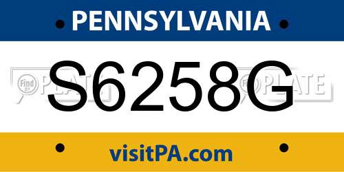 S6258G Pennsylvania License Plate