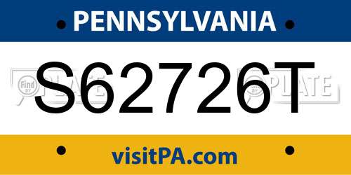 S62726T Pennsylvania License Plate