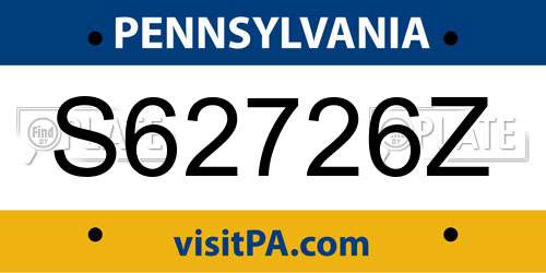 S62726Z Pennsylvania License Plate